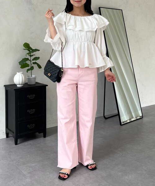 prose verse（プロズヴェール）の「ストレッチスリムストレートツイルパンツ（その他パンツ・レディース・ピンク/オフホワイト・PL/PM/LARGE/MEDIUM）」の13枚目の写真