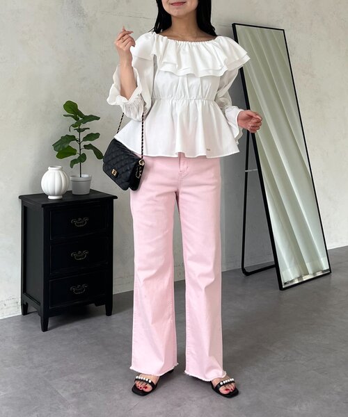 prose verse（プロズヴェール）の「ストレッチスリムストレートツイルパンツ（その他パンツ・レディース・ピンク/オフホワイト・PL/PM/LARGE/MEDIUM）」の14枚目の写真