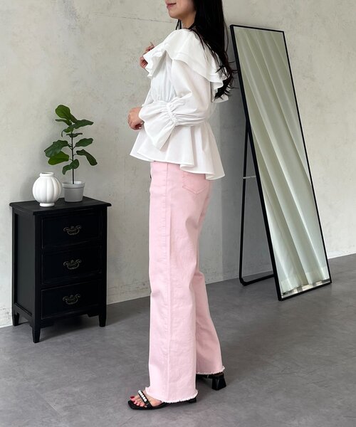 prose verse（プロズヴェール）の「ストレッチスリムストレートツイルパンツ（その他パンツ・レディース・ピンク/オフホワイト・PL/PM/LARGE/MEDIUM）」の15枚目の写真