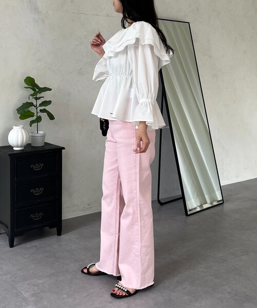 prose verse（プロズヴェール）の「ストレッチスリムストレートツイルパンツ（その他パンツ・レディース・ピンク/オフホワイト・PL/PM/LARGE/MEDIUM）」の16枚目の写真