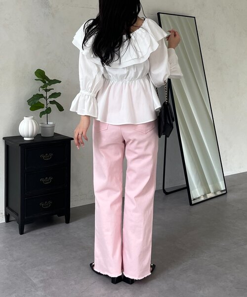 prose verse（プロズヴェール）の「ストレッチスリムストレートツイルパンツ（その他パンツ・レディース・ピンク/オフホワイト・PL/PM/LARGE/MEDIUM）」の17枚目の写真