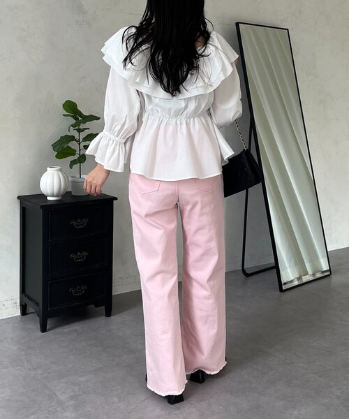 prose verse（プロズヴェール）の「ストレッチスリムストレートツイルパンツ（その他パンツ・レディース・ピンク/オフホワイト・PL/PM/LARGE/MEDIUM）」の18枚目の写真