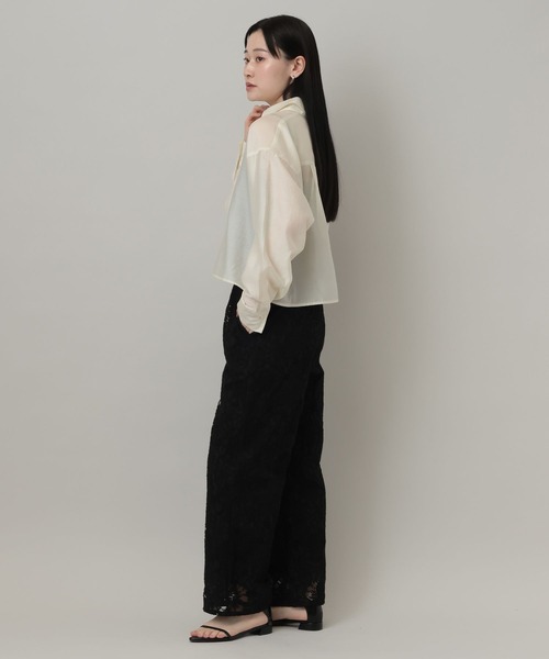 A part by（アパートバイ）の「シアークロップドシャツ（シャツ/ブラウス・レディース・ブルー系その他4/アイボリー/ネイビー・FREE）」の5枚目の写真