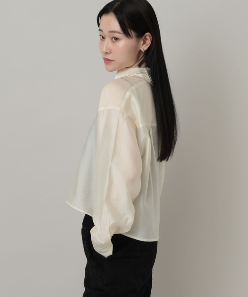 A part by（アパートバイ）の「シアークロップドシャツ（シャツ/ブラウス・レディース・ブルー系その他4/アイボリー/ネイビー・FREE）」の8枚目の写真