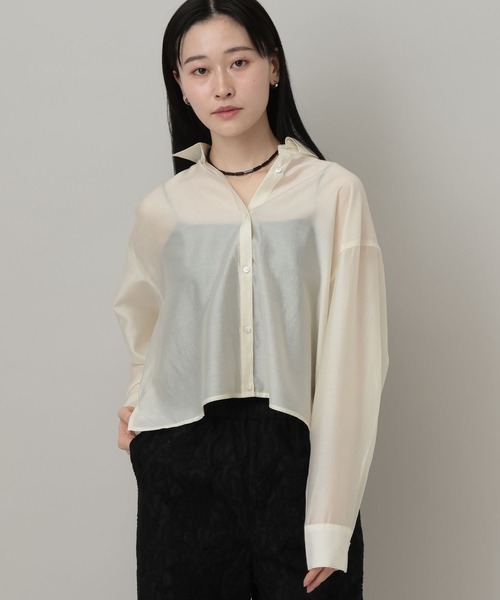 A part by（アパートバイ）の「シアークロップドシャツ（シャツ/ブラウス・レディース・ブルー系その他4/アイボリー/ネイビー・FREE）」の9枚目の写真