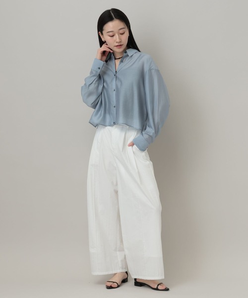 A part by（アパートバイ）の「シアークロップドシャツ（シャツ/ブラウス・レディース・ブルー系その他4/アイボリー/ネイビー・FREE）」の11枚目の写真