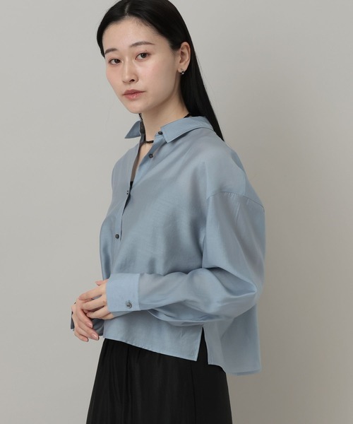 A part by（アパートバイ）の「シアークロップドシャツ（シャツ/ブラウス・レディース・ブルー系その他4/アイボリー/ネイビー・FREE）」の18枚目の写真