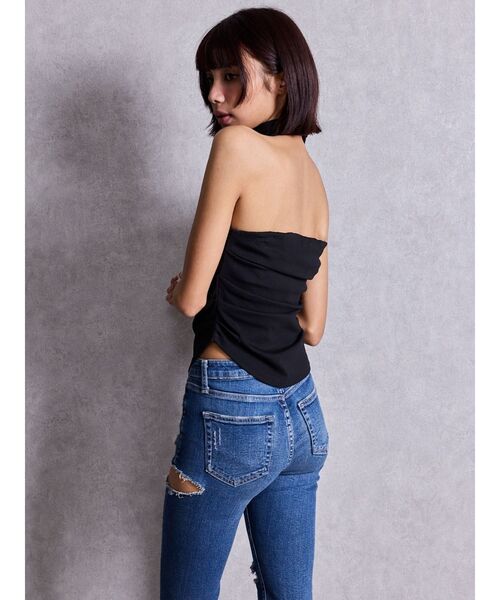 GYDA（ジェイダ）の「GGプレートチョーカーベアTOPS（チューブトップ・レディース・オフホワイト/ライトブルー/ブラック・FREE）」の8枚目の写真