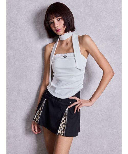 GYDA（ジェイダ）の「GGプレートチョーカーベアTOPS（チューブトップ・レディース・オフホワイト/ライトブルー/ブラック・FREE）」の14枚目の写真