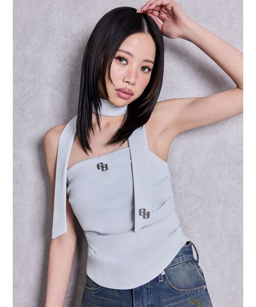GYDA（ジェイダ）の「GGプレートチョーカーベアTOPS（チューブトップ・レディース・オフホワイト/ライトブルー/ブラック・FREE）」の19枚目の写真