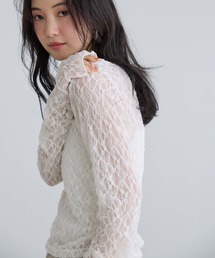 VIS | シャーリングスリーブレースプルオーバー(Tシャツ/カットソー)