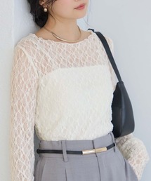 VIS | シャーリングスリーブレースプルオーバー(Tシャツ/カットソー)