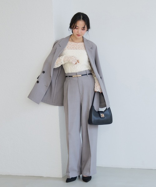 VIS（ビス）の「シャーリングスリーブレースプルオーバー（Tシャツ/カットソー・レディース・ダークブラウン/ホワイト/キナリ・FREE）」の16枚目の写真