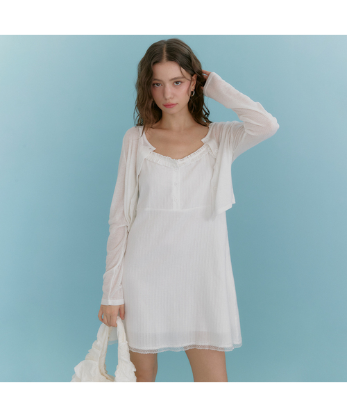 MICANE（ミケーネ）の「エルバレースミニドレス-カーディガンセットアップ（ワンピース・レディース・ブラック/アイボリー・SMALL/MEDIUM/LARGE/X-LARGE/X-SMALL）」の2枚目の写真