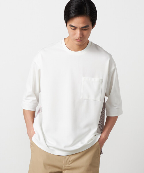 COMME CA ISM（コムサイズム）の「【吸水速乾】ストライプコンビTシャツ（Tシャツ/カットソー・メンズ・ブラック/ホワイト・LARGE/MEDIUM/X-LARGE）」の6枚目の写真