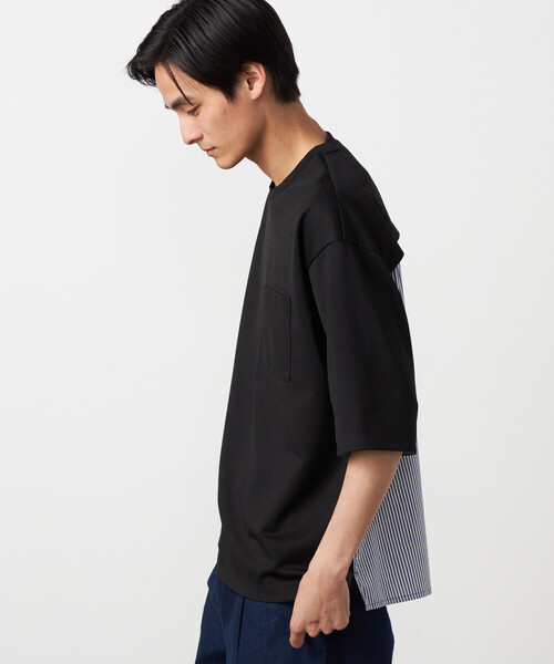 COMME CA ISM（コムサイズム）の「【吸水速乾】ストライプコンビTシャツ（Tシャツ/カットソー・メンズ・ブラック/ホワイト・LARGE/MEDIUM/X-LARGE）」の11枚目の写真