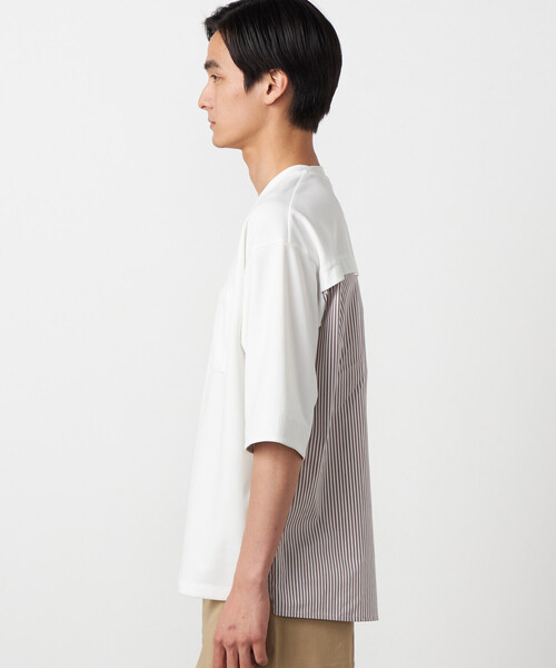 COMME CA ISM（コムサイズム）の「【吸水速乾】ストライプコンビTシャツ（Tシャツ/カットソー・メンズ・ブラック/ホワイト・LARGE/MEDIUM/X-LARGE）」の13枚目の写真