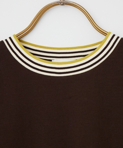 GYMPHLEX（ジムフレックス）の「[GYMPHLEX/ジムフレックス] ラインリブ ショートスリーブリンガーTシャツ（Tシャツ/カットソー・レディース・ブラウン/ネイビー/ベージュ・14）」の18枚目の写真