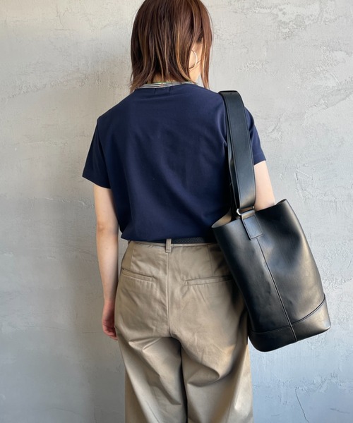 GYMPHLEX（ジムフレックス）の「[GYMPHLEX/ジムフレックス] ラインリブ ショートスリーブリンガーTシャツ（Tシャツ/カットソー・レディース・ブラウン/ネイビー/ベージュ・14）」の7枚目の写真