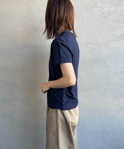 GYMPHLEX（ジムフレックス）の「[GYMPHLEX/ジムフレックス] ラインリブ ショートスリーブリンガーTシャツ（Tシャツ/カットソー・レディース・ブラウン/ネイビー/ベージュ・14）」の11枚目の写真