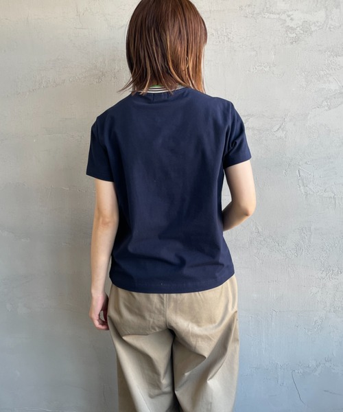 GYMPHLEX（ジムフレックス）の「[GYMPHLEX/ジムフレックス] ラインリブ ショートスリーブリンガーTシャツ（Tシャツ/カットソー・レディース・ブラウン/ネイビー/ベージュ・14）」の12枚目の写真