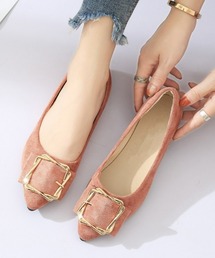 SEU（エスイーユー）の「スエード調スクエアバックルフラットパンプス  【オフィスカジュアル】【きれいめカジュアル】 レディース韓国風（パンプス）」