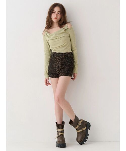 EVRIS（エヴリス）の「チェーンドレープリブトップス　春服（Tシャツ/カットソー・レディース・ホワイト/グリーン/ブラック・FREE）」の12枚目の写真