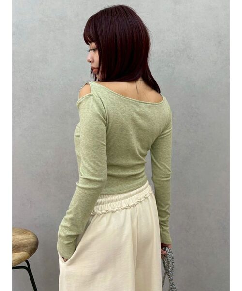 EVRIS(エヴリス)の「チェーンドレープリブトップス 春服(Tシャツ/カットソー・レディース・ホワイト/グリーン/ブラック・FREE)」の21枚目の写真