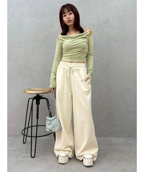 EVRIS（エヴリス）の「チェーンドレープリブトップス　春服（Tシャツ/カットソー・レディース・ホワイト/グリーン/ブラック・FREE）」の16枚目の写真