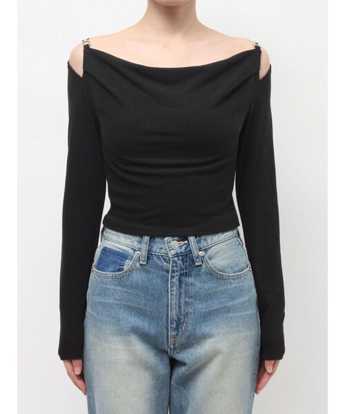 EVRIS（エヴリス）の「チェーンドレープリブトップス　春服（Tシャツ/カットソー・レディース・ホワイト/グリーン/ブラック・FREE）」の17枚目の写真