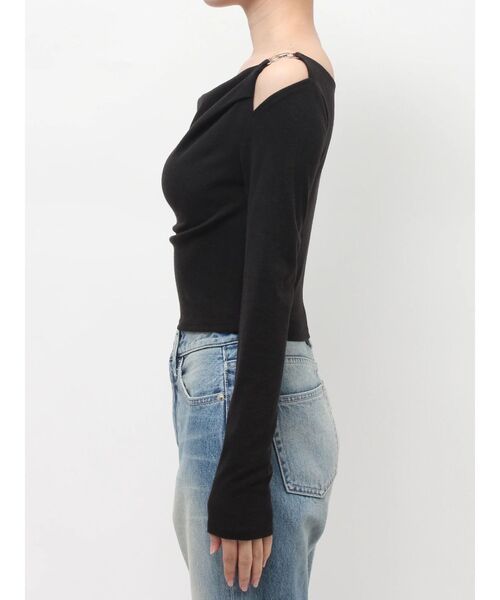 EVRIS（エヴリス）の「チェーンドレープリブトップス　春服（Tシャツ/カットソー・レディース・ホワイト/グリーン/ブラック・FREE）」の18枚目の写真