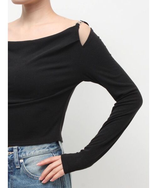 EVRIS（エヴリス）の「チェーンドレープリブトップス　春服（Tシャツ/カットソー・レディース・ホワイト/グリーン/ブラック・FREE）」の21枚目の写真