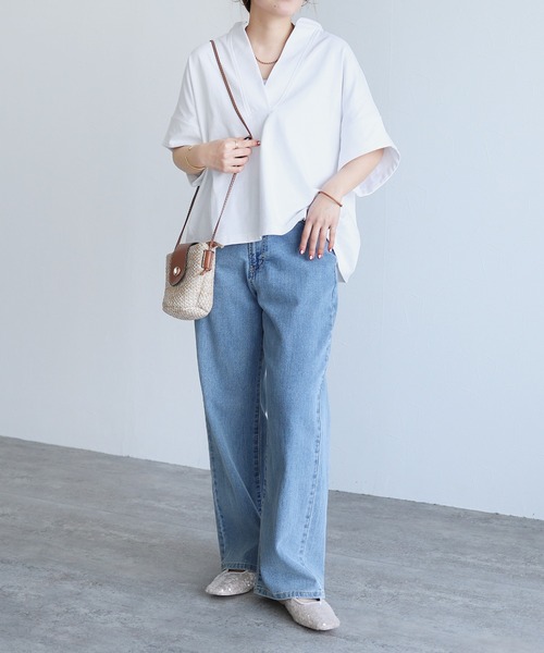 reca(レカ)の「スキッパーカットソー(Tシャツ/カットソー・レディース・ブラック/ホワイト・M)」の8枚目の写真