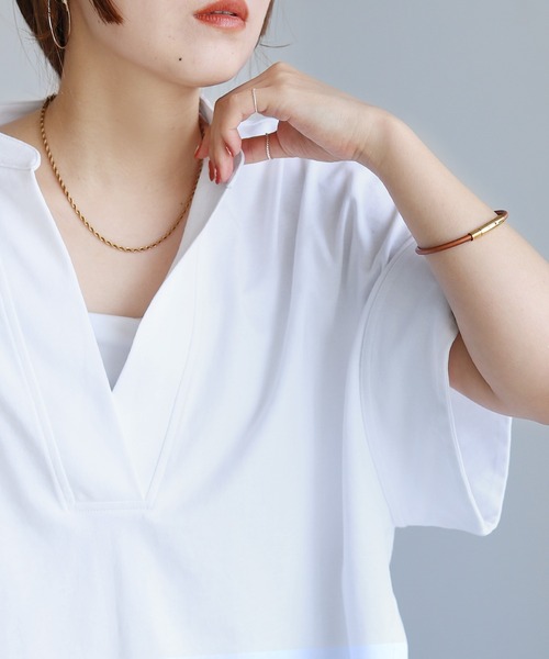 reca(レカ)の「スキッパーカットソー(Tシャツ/カットソー・レディース・ブラック/ホワイト・M)」の4枚目の写真