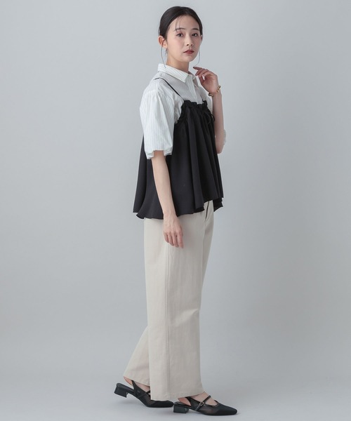 GLOBAL WORK（グローバルワーク）の「MATINEE LINE/ギャザーキャミビスチェ/656156（その他トップス・レディース・ネイビー系/ベージュ/スミクロ・LARGE/MEDIUM）」の5枚目の写真