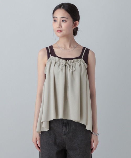 GLOBAL WORK（グローバルワーク）の「MATINEE LINE/ギャザーキャミビスチェ/656156（その他トップス・レディース・ネイビー系/ベージュ/スミクロ・LARGE/MEDIUM）」の20枚目の写真