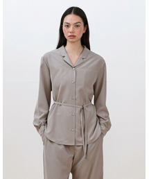 Dinah Belted Blouse [Ash Beige]