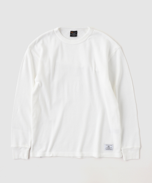 Alpha Industries（アルファインダストリーズ）の「ALPHA INDUSTRIES / アルファ インダストリーズ HONEYCOMB WAFFLE LS T-SH（Tシャツ/カットソー・メンズ・ブラック/ホワイト・X-LARGE/LARGE/MEDIUM/SMALL）」の2枚目の写真