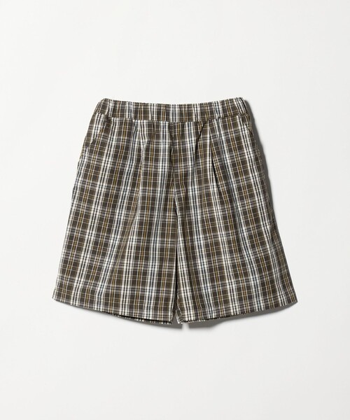 green label relaxing(グリーンレーベルリラクシング)の「チェック ハーフパンツ キッズ / 140cm―160cm(チノパンツ・キッズ・オフホワイト/ブラウン系・140cm/150cm/160cm)」の1枚目の写真