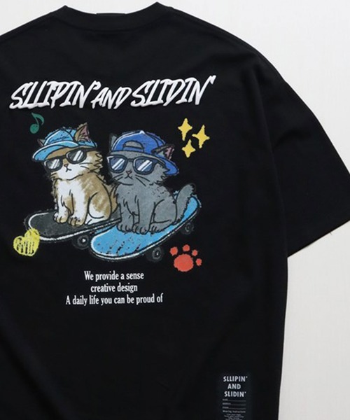 SLIPPIN AND SLIDIN / ネコスケボープリント S/S Tシャツ（Tシャツ