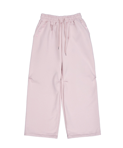 SIWEOL107(シウォル107)の「Crochet Sweat Pants (Baby Pink)(スウェットパンツ・レディース・ベビーピンク・FREE)」の1枚目の写真