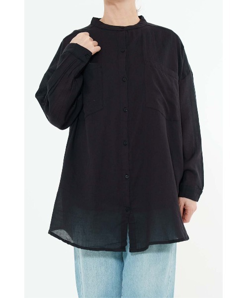 HEART MARKET（ハートマーケット）の「ふわ軽コットン長袖シャツ（ポケット付き）（シャツ/ブラウス・レディース・ブラック/ナチュラル/グリーン/ホワイト・FREE）」の3枚目の写真