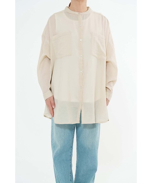 HEART MARKET（ハートマーケット）の「ふわ軽コットン長袖シャツ（ポケット付き）（シャツ/ブラウス・レディース・ブラック/ナチュラル/グリーン/ホワイト・FREE）」の6枚目の写真