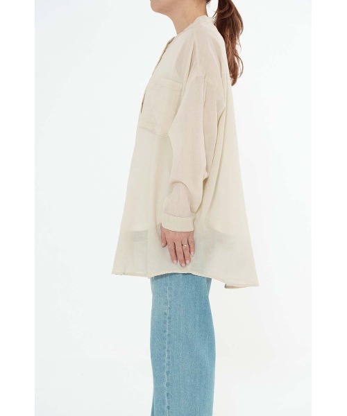 HEART MARKET（ハートマーケット）の「ふわ軽コットン長袖シャツ（ポケット付き）（シャツ/ブラウス・レディース・ブラック/ナチュラル/グリーン/ホワイト・FREE）」の7枚目の写真