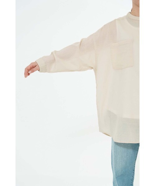 HEART MARKET（ハートマーケット）の「ふわ軽コットン長袖シャツ（ポケット付き）（シャツ/ブラウス・レディース・ブラック/ナチュラル/グリーン/ホワイト・FREE）」の9枚目の写真