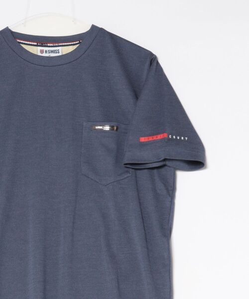 K-SWISS（ケースイス）の「【K-SWISS/ケースイス】デニムジャージ半袖Tシャツ/ポケT 杢調 吸汗速乾 クルーネック カジュアル 春夏（Tシャツ/カットソー・メンズ・ブラック/グレー/ネイビー・X-LARGE/LARGE/MEDIUM）」の5枚目の写真