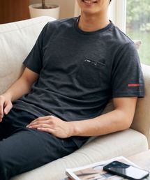 【K-SWISS/ケースイス】デニムジャージ半袖Tシャツ/ポケT 杢調 吸汗速乾 クルーネック カジュアル 春夏
