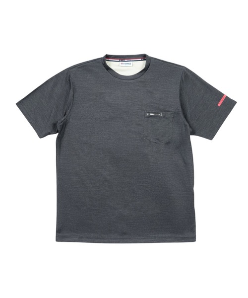 K-SWISS（ケースイス）の「【K-SWISS/ケースイス】デニムジャージ半袖Tシャツ/ポケT 杢調 吸汗速乾 クルーネック カジュアル 春夏（Tシャツ/カットソー・メンズ・ブラック/グレー/ネイビー・X-LARGE/LARGE/MEDIUM）」の7枚目の写真