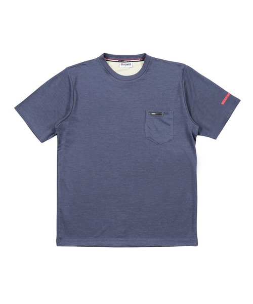 K-SWISS（ケースイス）の「【K-SWISS/ケースイス】デニムジャージ半袖Tシャツ/ポケT 杢調 吸汗速乾 クルーネック カジュアル 春夏（Tシャツ/カットソー・メンズ・ブラック/グレー/ネイビー・X-LARGE/LARGE/MEDIUM）」の10枚目の写真