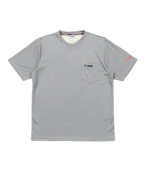 K-SWISS（ケースイス）の「【K-SWISS/ケースイス】デニムジャージ半袖Tシャツ/ポケT 杢調 吸汗速乾 クルーネック カジュアル 春夏（Tシャツ/カットソー・メンズ・ブラック/グレー/ネイビー・X-LARGE/LARGE/MEDIUM）」の8枚目の写真